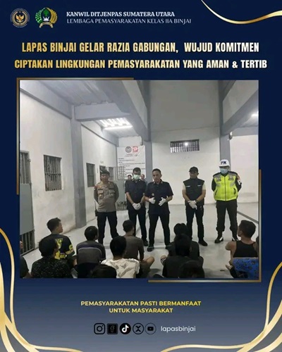 Lapas Binjai Laksanakan Razia Gabungan Demi Menjaga Keamanan dan Ketertiban Komitmen Wujudkan Lapas Aman, Lapas Binjai Gelar Razia Bersama