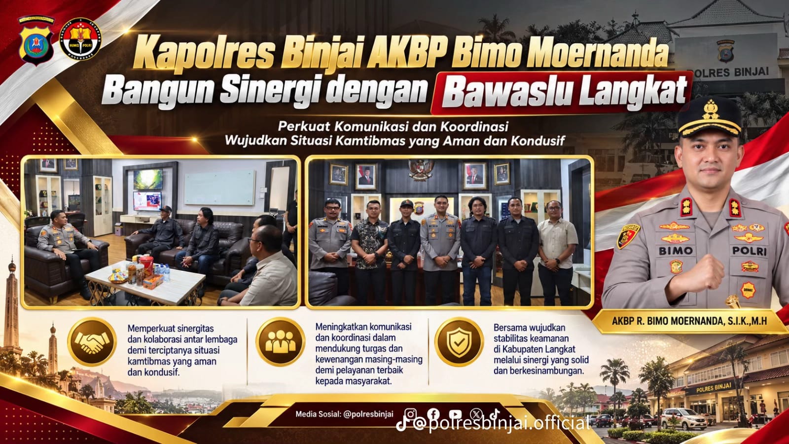 Kapolres Binjai AKBP Bimo Moernanda Terima Silaturahmi Bawaslu Langkat