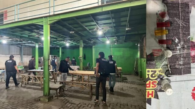 Jajaran Satresnarkoba Polres Binjai bersama tim gabungan saat melakukan penggerebekan dan merobohkan gubuk yang diduga menjadi basis peredaran narkoba di Kota Binjai, Sabtu (10/10/2026). (Foto Ist)