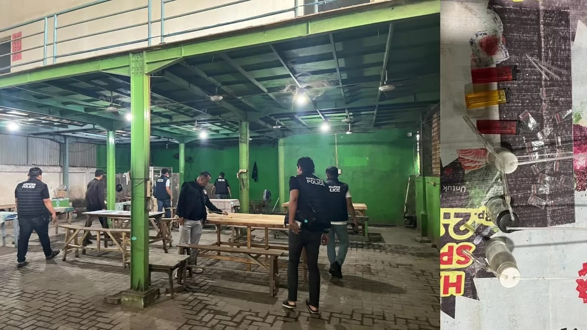 Jajaran Satresnarkoba Polres Binjai bersama tim gabungan saat melakukan penggerebekan dan merobohkan gubuk yang diduga menjadi basis peredaran narkoba di Kota Binjai, Sabtu (10/10/2026). (Foto Ist)